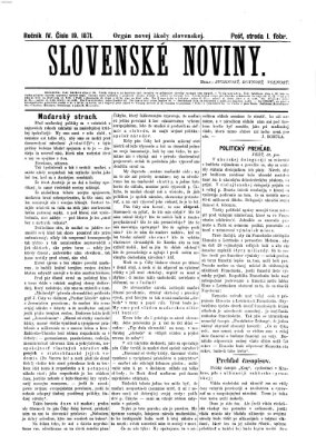 Slovenské noviny Mittwoch 1. Februar 1871