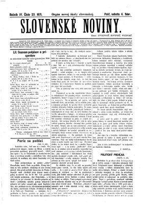 Slovenské noviny Samstag 4. Februar 1871