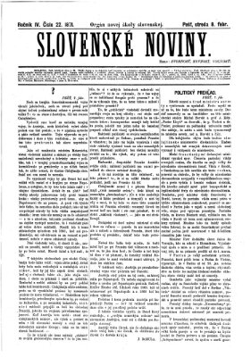 Slovenské noviny Mittwoch 8. Februar 1871