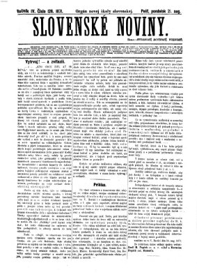 Slovenské noviny Montag 21. August 1871