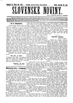 Slovenské noviny Donnerstag 19. Oktober 1871
