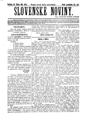 Slovenské noviny Montag 23. Oktober 1871