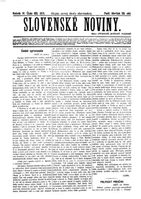 Slovenské noviny Donnerstag 26. Oktober 1871