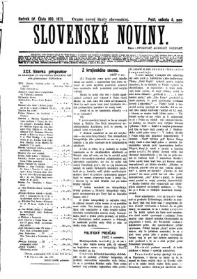 Slovenské noviny Samstag 4. November 1871