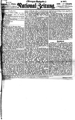 Nationalzeitung Mittwoch 18. Oktober 1865