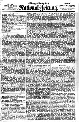 Nationalzeitung Freitag 17. November 1865