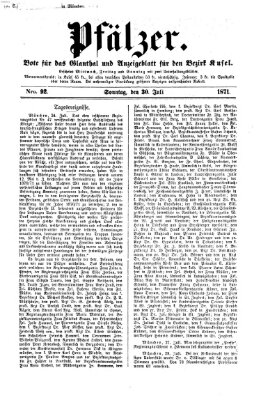 Pfälzer Sonntag 30. Juli 1871