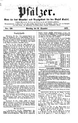 Pfälzer Sonntag 31. Dezember 1871