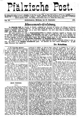 Pfälzische Post Mittwoch 20. September 1871