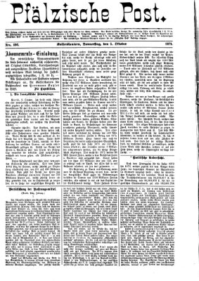 Pfälzische Post Donnerstag 5. Oktober 1871