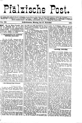 Pfälzische Post Montag 27. November 1871