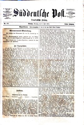 Süddeutsche Post Sonntag 2. Juli 1871