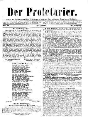 Der Proletarier Sonntag 26. Februar 1871