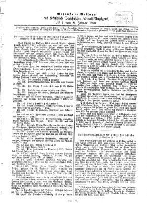 Königlich Preußischer Staats-Anzeiger (Allgemeine preußische Staats-Zeitung) Samstag 8. Januar 1870