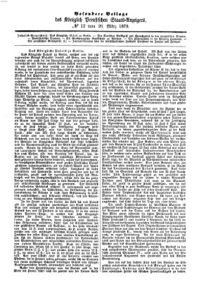 Königlich Preußischer Staats-Anzeiger (Allgemeine preußische Staats-Zeitung) Samstag 26. März 1870