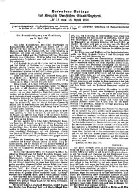 Königlich Preußischer Staats-Anzeiger (Allgemeine preußische Staats-Zeitung) Samstag 16. April 1870