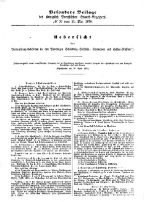 Königlich Preußischer Staats-Anzeiger (Allgemeine preußische Staats-Zeitung) Samstag 21. Mai 1870