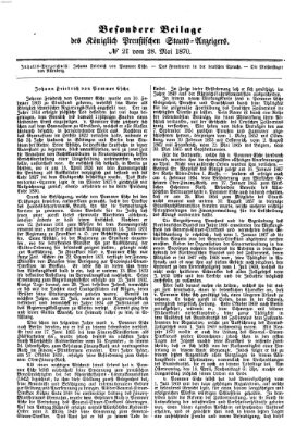 Königlich Preußischer Staats-Anzeiger (Allgemeine preußische Staats-Zeitung) Samstag 28. Mai 1870