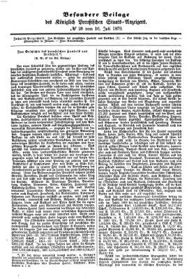 Königlich Preußischer Staats-Anzeiger (Allgemeine preußische Staats-Zeitung) Samstag 16. Juli 1870