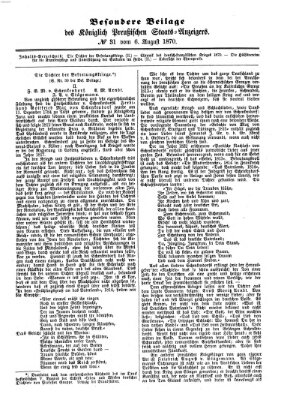 Königlich Preußischer Staats-Anzeiger (Allgemeine preußische Staats-Zeitung) Samstag 6. August 1870