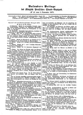 Königlich Preußischer Staats-Anzeiger (Allgemeine preußische Staats-Zeitung) Samstag 5. November 1870