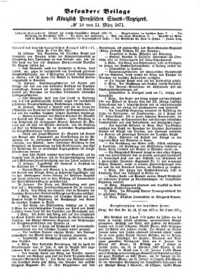 Königlich Preußischer Staats-Anzeiger (Allgemeine preußische Staats-Zeitung) Samstag 11. März 1871