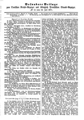 Königlich Preußischer Staats-Anzeiger (Allgemeine preußische Staats-Zeitung) Samstag 15. Juli 1871