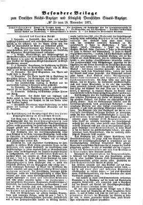 Königlich Preußischer Staats-Anzeiger (Allgemeine preußische Staats-Zeitung) Samstag 18. November 1871