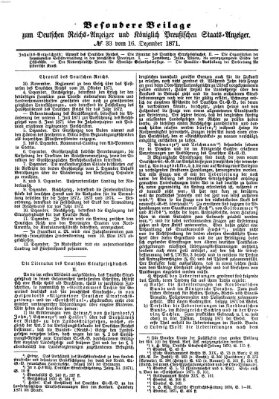 Königlich Preußischer Staats-Anzeiger (Allgemeine preußische Staats-Zeitung) Samstag 16. Dezember 1871