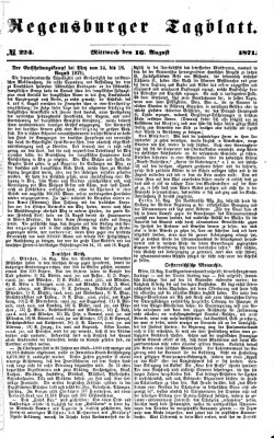 Regensburger Tagblatt Mittwoch 16. August 1871