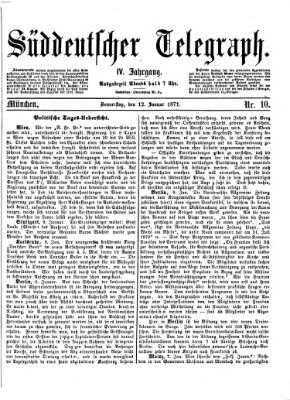 Süddeutscher Telegraph Donnerstag 12. Januar 1871