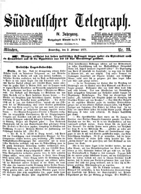 Süddeutscher Telegraph Donnerstag 2. Februar 1871