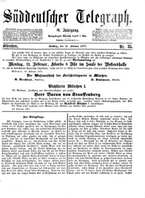 Süddeutscher Telegraph Samstag 11. Februar 1871