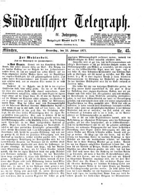 Süddeutscher Telegraph Donnerstag 23. Februar 1871