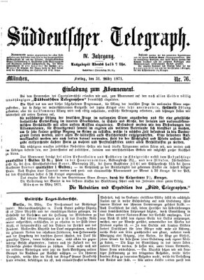 Süddeutscher Telegraph Freitag 31. März 1871