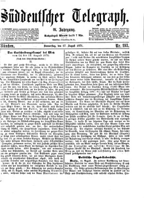 Süddeutscher Telegraph Donnerstag 17. August 1871