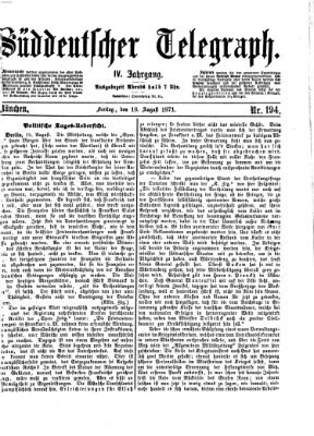 Süddeutscher Telegraph Freitag 18. August 1871