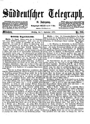 Süddeutscher Telegraph Dienstag 5. September 1871