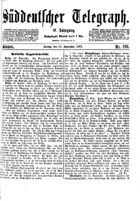 Süddeutscher Telegraph Freitag 15. September 1871