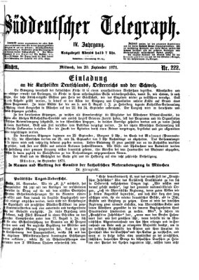 Süddeutscher Telegraph Mittwoch 20. September 1871