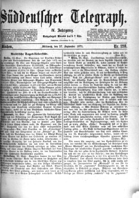 Süddeutscher Telegraph Mittwoch 27. September 1871