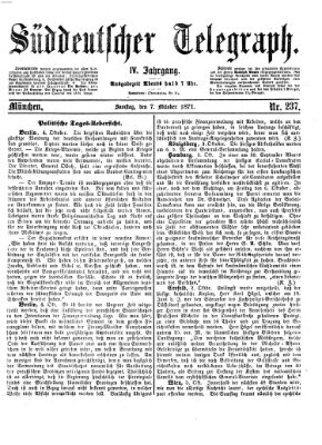 Süddeutscher Telegraph Samstag 7. Oktober 1871