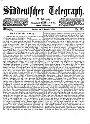 Süddeutscher Telegraph Sonntag 3. Dezember 1871