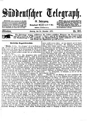 Süddeutscher Telegraph Sonntag 24. Dezember 1871