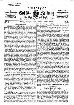 Amberger Volks-Zeitung für Stadt und Land Montag 2. Januar 1871