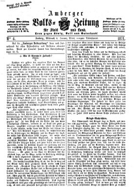 Amberger Volks-Zeitung für Stadt und Land Mittwoch 4. Januar 1871