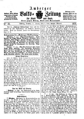 Amberger Volks-Zeitung für Stadt und Land Samstag 14. Januar 1871