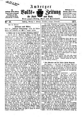 Amberger Volks-Zeitung für Stadt und Land Montag 6. Februar 1871