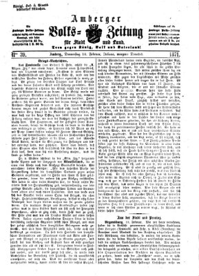 Amberger Volks-Zeitung für Stadt und Land Donnerstag 16. Februar 1871