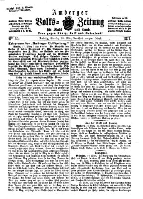 Amberger Volks-Zeitung für Stadt und Land Samstag 18. März 1871